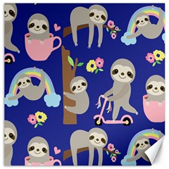 Hand Drawn Cute Sloth Pattern Background Canvas 12  X 12  by Vaneshart