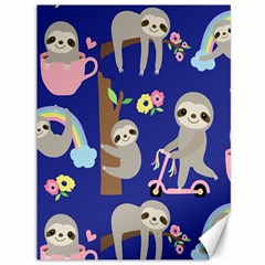 Hand Drawn Cute Sloth Pattern Background Canvas 36  X 48  by Vaneshart