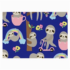 Hand Drawn Cute Sloth Pattern Background Large Glasses Cloth (2 Sides) by Vaneshart