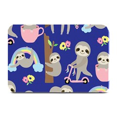 Hand Drawn Cute Sloth Pattern Background Plate Mats by Vaneshart