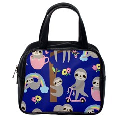 Hand Drawn Cute Sloth Pattern Background Classic Handbag (one Side) by Vaneshart