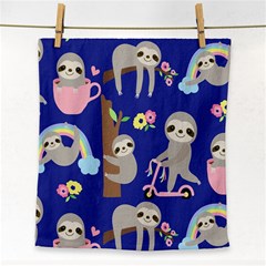 Hand Drawn Cute Sloth Pattern Background Face Towel by Vaneshart