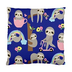 Hand Drawn Cute Sloth Pattern Background Standard Cushion Case (two Sides) by Vaneshart