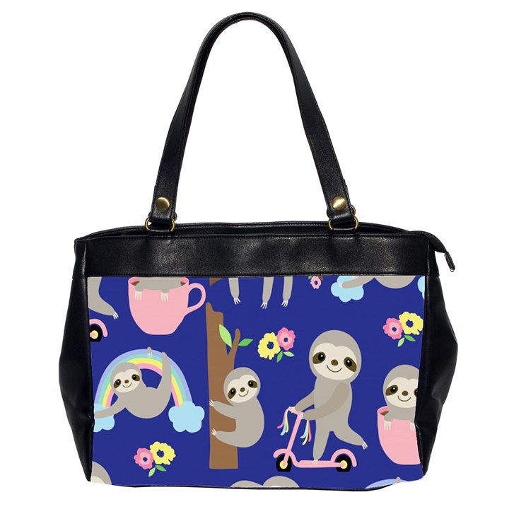 Hand Drawn Cute Sloth Pattern Background Oversize Office Handbag (2 Sides)