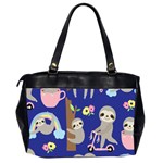 Hand Drawn Cute Sloth Pattern Background Oversize Office Handbag (2 Sides) Back