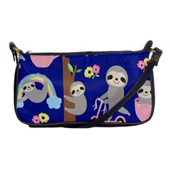 Hand Drawn Cute Sloth Pattern Background Shoulder Clutch Bag by Vaneshart