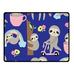 Hand Drawn Cute Sloth Pattern Background Fleece Blanket (small) by Vaneshart