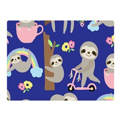 Hand Drawn Cute Sloth Pattern Background Double Sided Flano Blanket (mini)  by Vaneshart