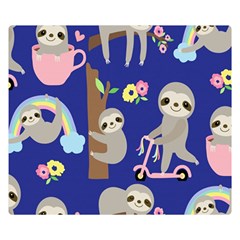 Hand Drawn Cute Sloth Pattern Background Double Sided Flano Blanket (small)  by Vaneshart