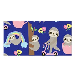 Hand Drawn Cute Sloth Pattern Background Satin Shawl by Vaneshart