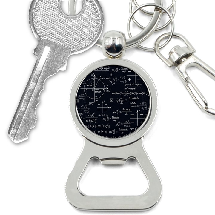 Mathematical Seamless Pattern With Geometric Shapes Formulas Bottle Opener Key Chain