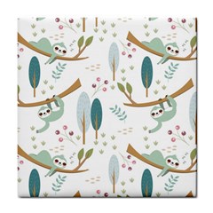 Pattern Sloth Woodland Tile Coaster by Vaneshart