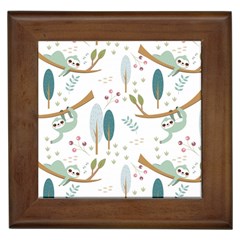 Pattern Sloth Woodland Framed Tile by Vaneshart