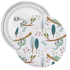 Pattern Sloth Woodland 3  Buttons by Vaneshart