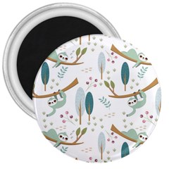 Pattern Sloth Woodland 3  Magnets by Vaneshart