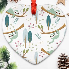 Pattern Sloth Woodland Heart Ornament (two Sides) by Vaneshart