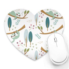 Pattern Sloth Woodland Heart Mousepads by Vaneshart