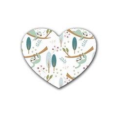 Pattern Sloth Woodland Heart Coaster (4 Pack)  by Vaneshart