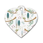 Pattern Sloth Woodland Dog Tag Heart (One Side) Front