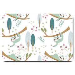 Pattern Sloth Woodland Large Doormat  by Vaneshart