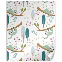 Pattern Sloth Woodland Canvas 11  X 14  by Vaneshart