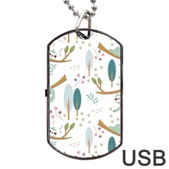 Pattern Sloth Woodland Dog Tag Usb Flash (two Sides) by Vaneshart