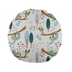 Pattern Sloth Woodland Standard 15  Premium Round Cushions by Vaneshart