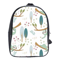 Pattern Sloth Woodland School Bag (xl) by Vaneshart