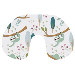 Pattern Sloth Woodland Travel Neck Pillow by Vaneshart