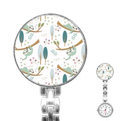 Pattern Sloth Woodland Stainless Steel Nurses Watch by Vaneshart