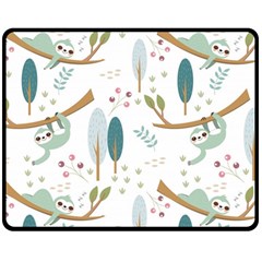 Pattern Sloth Woodland Double Sided Fleece Blanket (medium)  by Vaneshart