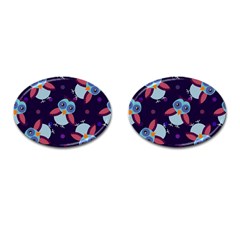 Owl Pattern Background Cufflinks (oval)