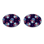 Owl Pattern Background Cufflinks (Oval) Front(Pair)