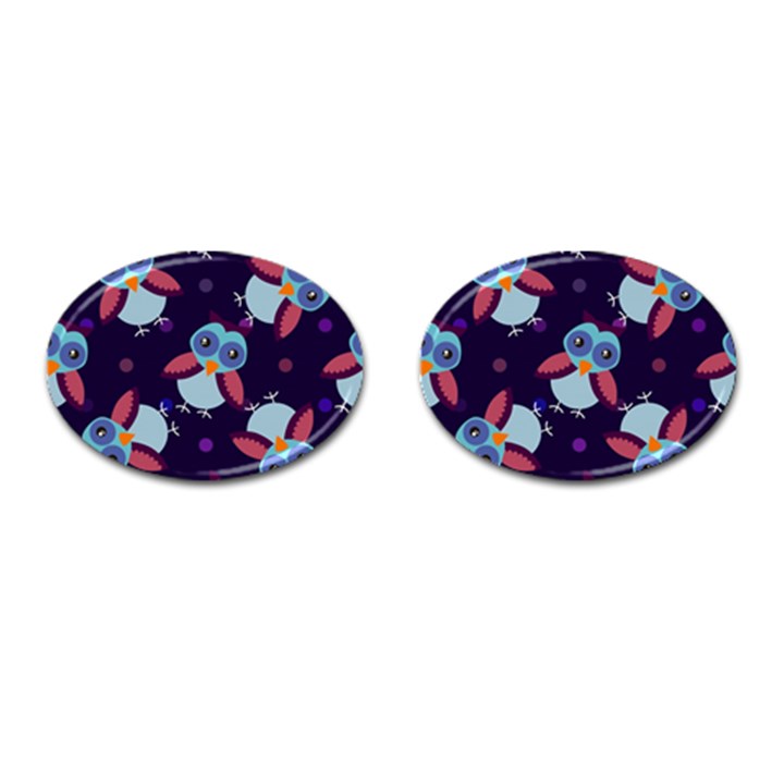 Owl Pattern Background Cufflinks (Oval)