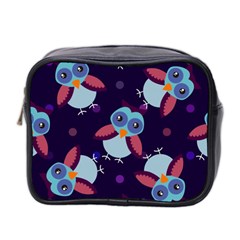 Owl Pattern Background Mini Toiletries Bag (two Sides)