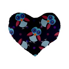 Owl Pattern Background Standard 16  Premium Heart Shape Cushions by Vaneshart