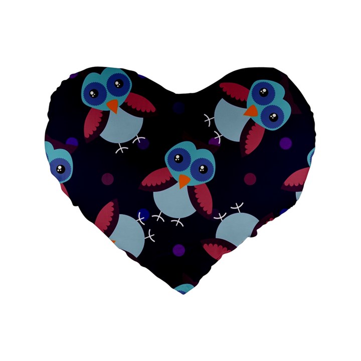 Owl Pattern Background Standard 16  Premium Heart Shape Cushions