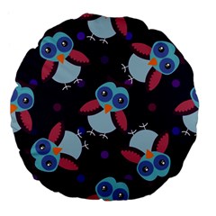 Owl Pattern Background Large 18  Premium Flano Round Cushions