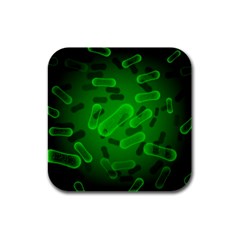 Green Rod Shaped Bacteria Rubber Square Coaster (4 Pack)  by Vaneshart