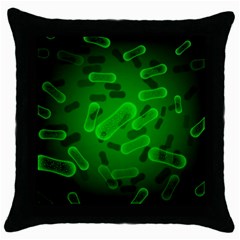 Green Rod Shaped Bacteria Throw Pillow Case (black) by Vaneshart