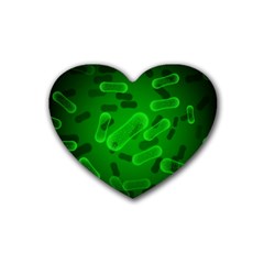 Green Rod Shaped Bacteria Rubber Coaster (heart)  by Vaneshart