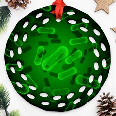 Green Rod Shaped Bacteria Ornament (round Filigree) by Vaneshart