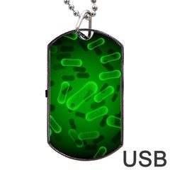 Green Rod Shaped Bacteria Dog Tag Usb Flash (two Sides) by Vaneshart