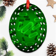 Green Rod Shaped Bacteria Oval Filigree Ornament (two Sides) by Vaneshart