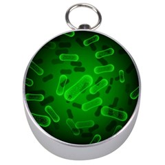 Green Rod Shaped Bacteria Silver Compasses by Vaneshart