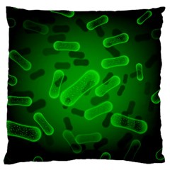 Green Rod Shaped Bacteria Large Flano Cushion Case (one Side) by Vaneshart