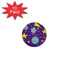 Card With Lovely Planets 1  Mini Buttons (10 Pack)  by Vaneshart