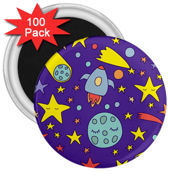 Card With Lovely Planets 3  Magnets (100 pack)