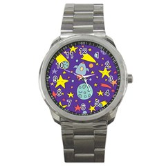 Card With Lovely Planets Sport Metal Watch by Vaneshart