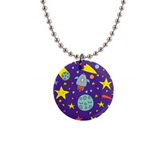 Card With Lovely Planets 1  Button Necklace